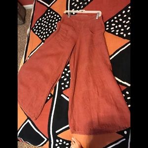 Cropped Wide leg linen pants